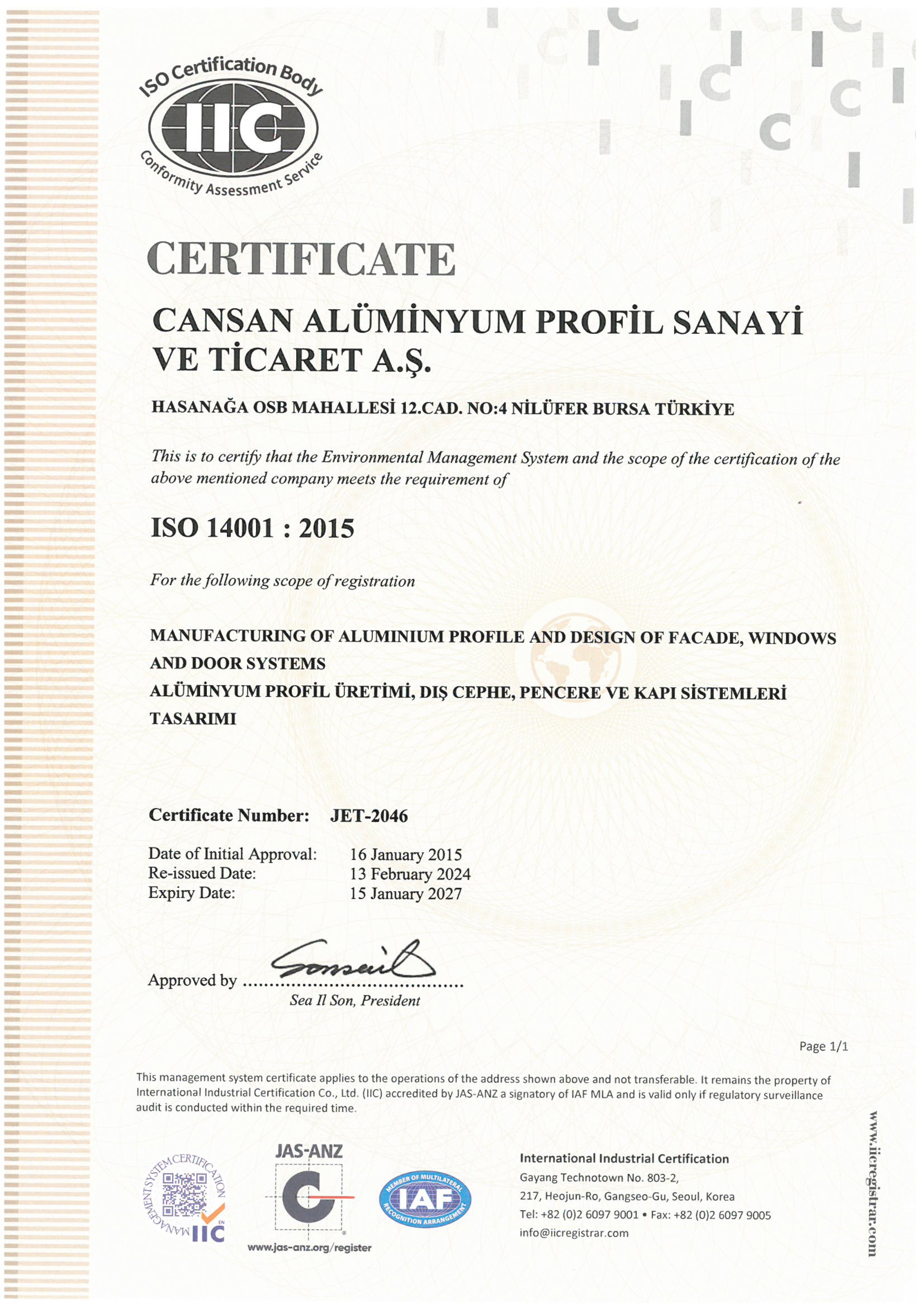 CANSAN ISO 14001